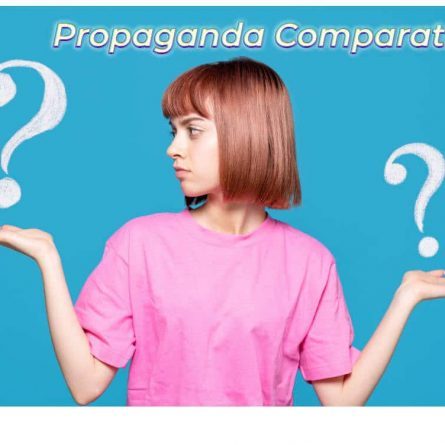 imagem-com-uma-mulher-comparando dois-itens-simulando uma comparação- propaganda comparativa