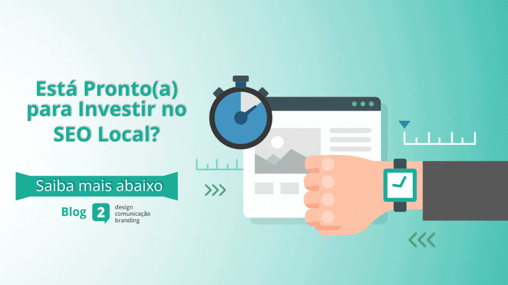 foto- porque investir no seo local- ilustração de braço com relógio e temporizador ao lado junto com uma representação de página da web