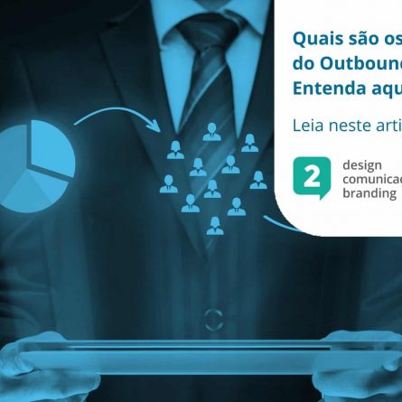 gráficos com seleção de público em forma de holografia em cima de um tablet, com uma pessoa de terno segurando o aparelho eletrônico,simulando o Outbound marketing